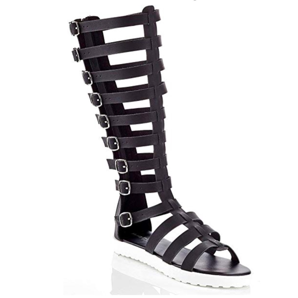 Tall black gladiator sandals